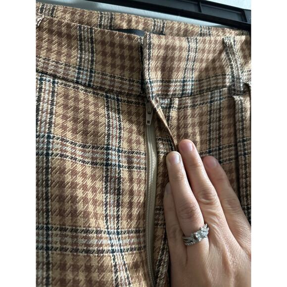 PAIGE Tan Plaid Wide Leg Pants - Picture 5 of 9